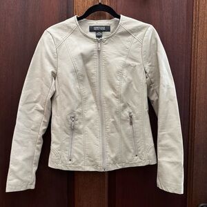 Kenneth Cole Reaction Beige Leather Jacket